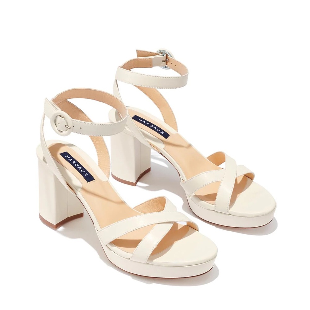 Margaux Platform Sandal in Ivory Nappa size 9W